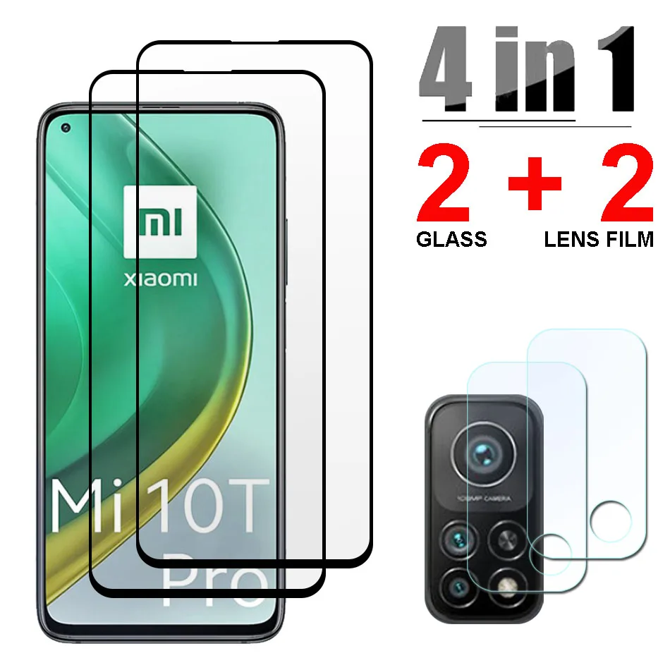 4in1 de vidrio Protector para Xiaomi Mi 10 T Lite 10 T 9 SE 9T Pro CC9 8 SE pantalla de la Cámara Protector para Xiaomi Mi A1 A2 Lite A3 de vidrio