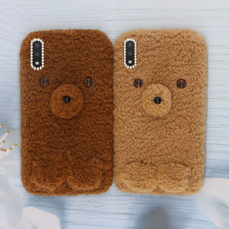 

Silicon Case For Samsung M01 Cute Plush Bear Warm Phone Cover For Samsung Galaxy M01 SM-M015F M015F M015 Luxury Shockproof Cases