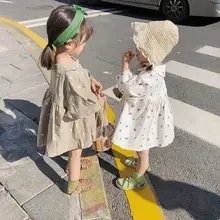 Платье с цветочным рисунком в Корейском стиле для девочек модные весенние платья для девочек 1-7 лет, HJ538