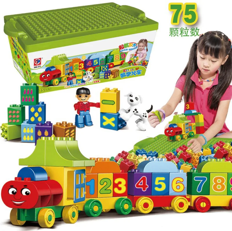 

With Numbers Small Train Carton 75 Large Particles Building Blocks Small Train Assembled Children'S Educational Toy 1.08