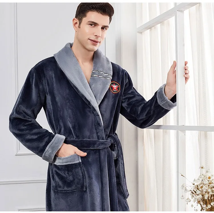 Winter Flannel Sleepwear Robe Kimono Gown Thicken Long Nightgown Plus Size 3XL 4XL Casual Men Bathrobe Soft Loose Home Clothes satin pajamas