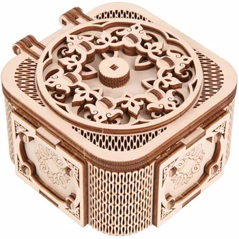 

DIY kids game teenagers wooden jewelry Music box model assembled storage 3D toys gifts decorative mechanical Transmission