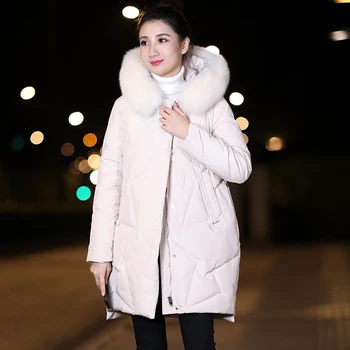 

Winter Coat Women Down Coat Big Fur Collar White Duck Down Jacket Korean Puffer Jacket Parka Chaqueta Mujer 9353-3YY1505