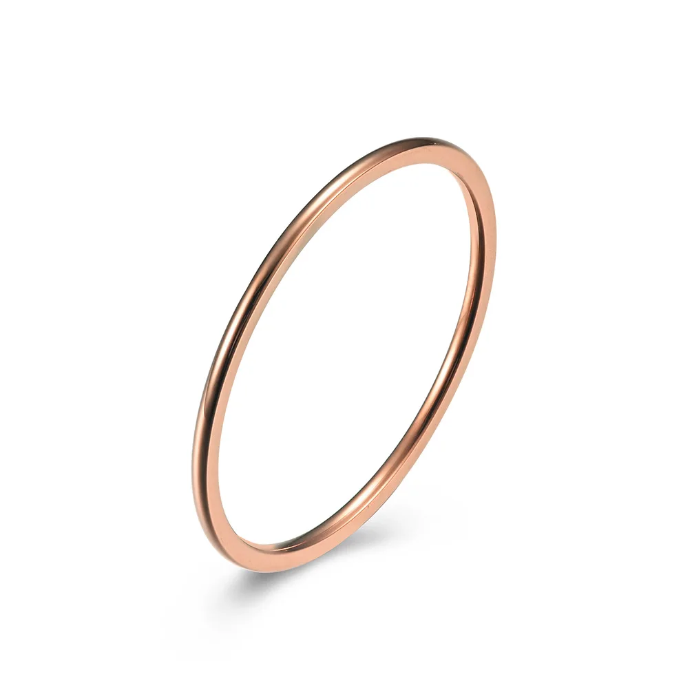 1mm Titanium Steel Ring Gold/Rose Gold/ Silver Color Simple Female Thin Ring Wedding Jewelry Gift 5