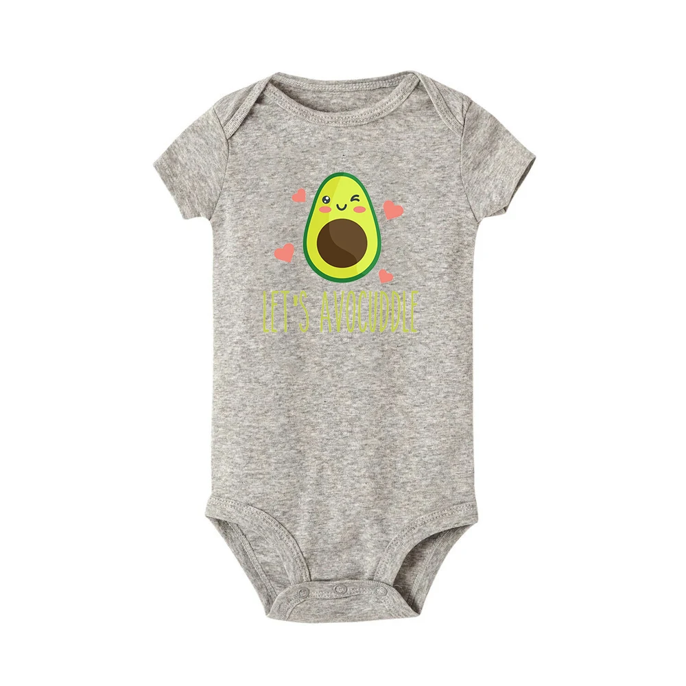 Let's Avocuddle Baby Summer Bodysuit Fashion Short Sleeve Romper Cute Funny Avocado Print Gender Neutral Baby Stuff Clothes Ropa