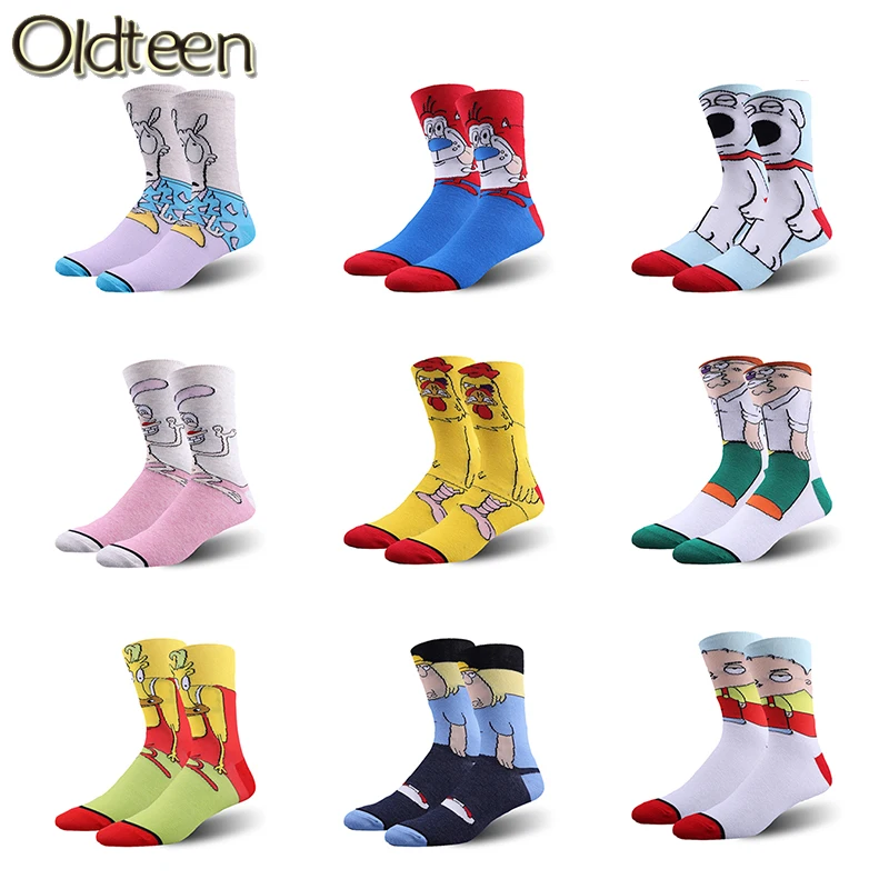 

Смешные Женские носки с веселым мультяшным принтом, новые персонализированные Аниме мужские носки, красочные хлопковые милые удобные носки с вышивкой