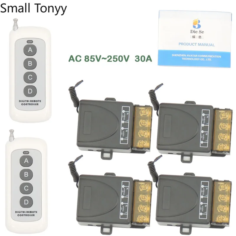 

433 MHz wide range Remote Control AC 220V 30A 6600W 1CH High Power Relay Receiver for door/Light/LED/Fanner/Signal transmission