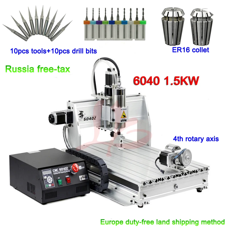 4 оси Mach3 6040Z 1500 Вт 1 5 кВт Шпиндельный двигатель CNC маршрутизатор гравер гравировка