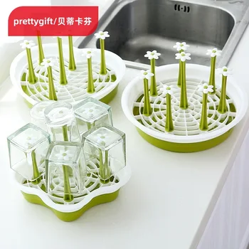 

Rack Glass Household Tray Rectangular Storage Kitchen Water Tea Cool European Style Storage Useful Product-Shaped North Put Cup