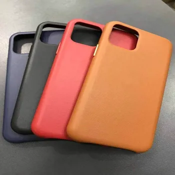 

Genuine Leather Phone Case for IPhone 11 Pro Max Back Cover Metal Button Luxury Logo Case for IPhone 11 Pro Max with logo