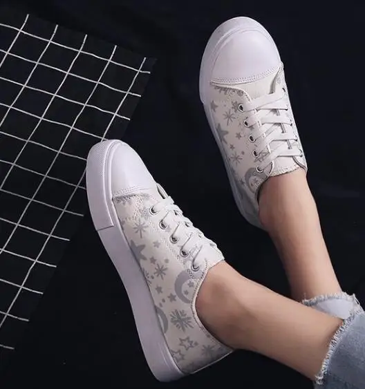 Женская парусиновая обувь Новинка лета 2019 Корейская версия на плоской подошве