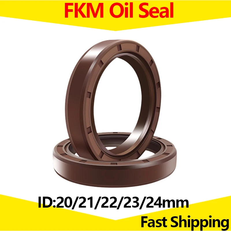 Oil Seals Sealing Gasket 2Pcs FKM Framework Oil Seal ID 20mm 21mm 22mm 23mm 24mm OD 26-60mm Thickness 4-12mm Fluoro Rubber Gasket Rings