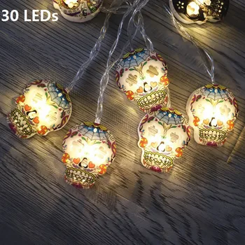 

Skull Flower Halloween Light Decorations LEDs Lights For Halloween Indoor/Outdoor Home Holiday Party Decor-Battery Operated