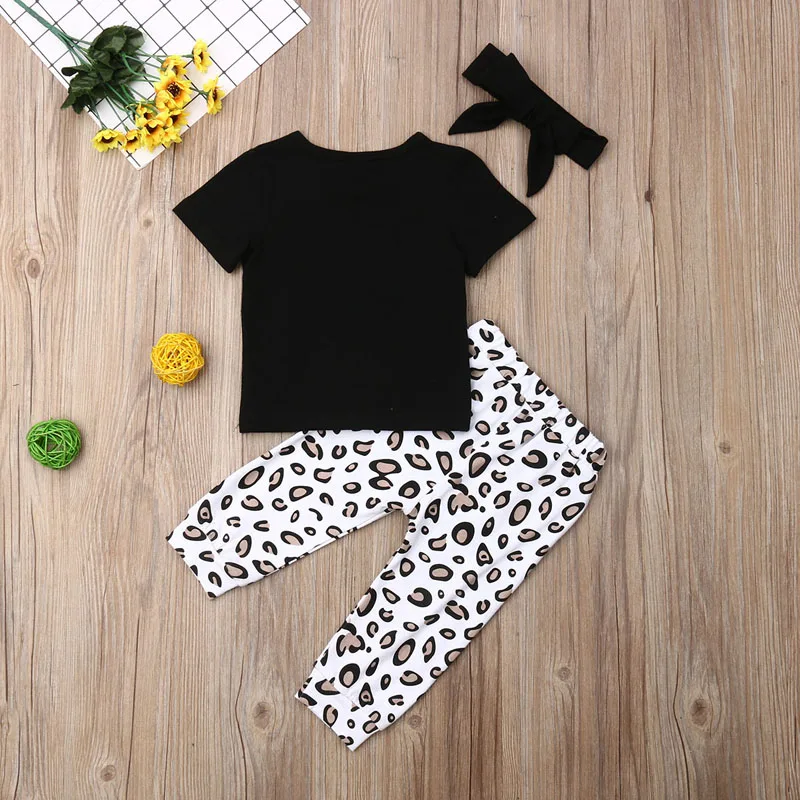 Комплект одежды для маленьких девочек из 3 предметов, футболка с длинными рукавами и надписью длинные брюки, повязка на голову, хлопковый комплект одежды для детей 0-24 месяцев