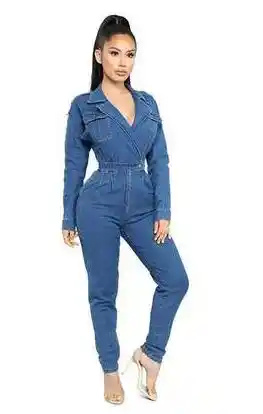 long sleeve jean jumpsuit