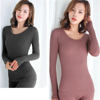 

2020 Thermal Underwear Sexy Ladies Clothes Winter Seamless Antibacterial Warm Intimates Print Long Johns Women Shaped Sets