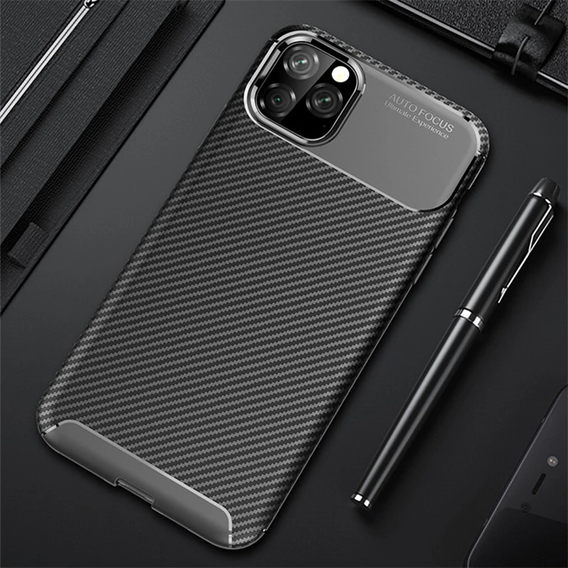 

For iPhone 11 Pro Max Case Luxury Fiber Leather Business Back Cover for iPhone 11 Case TPU Silicone Accessories (XS0311)