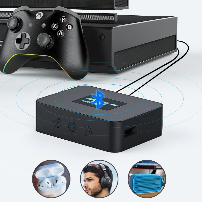 Videorlo-transmissor de Áudio com Tela Oled Bluetooth Transmissor Wireless com ll Spdif Mais Coaxial Mais 5.0 mm Adaptador Aux para tv e pc - Image 6