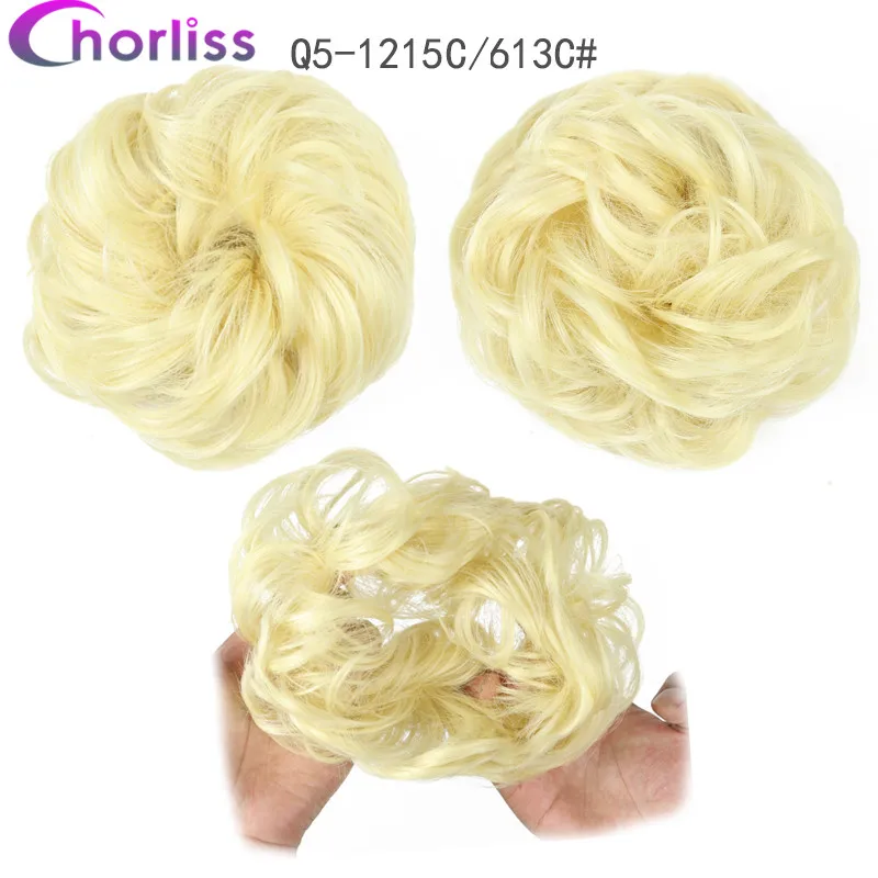 Синтетические кудрявые резинки для волос шиньон для женщин Chorliss Hair wrap Rope головной убор натуральный блонд коричневый поддельные волосы булочки аксессуары - Цвет: 1215C  613C