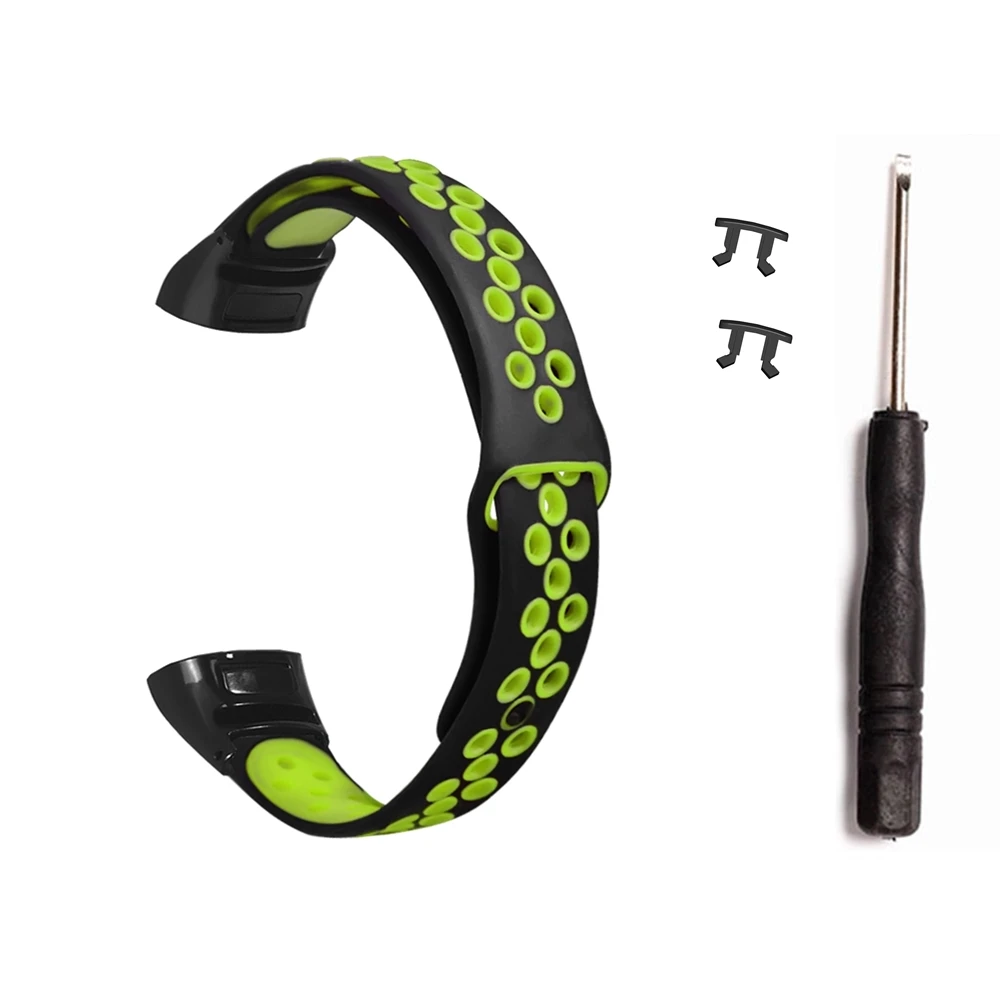 Black Green HANGRUI силиконовый двойной цветной ремешок для huawei Honor Band 5 4 ремешок резиновый браслет для Honor Band 5 браслет аксессуары - Цвет: Black Green