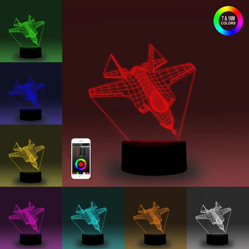 NiteApps 3D Intercepter Fighter ночник настольная Иллюзия украшение лампа подарок на день