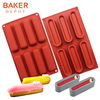 

BAKER DEPOT Silicone mold for mousse cake oval bread biscuit dessert chocolate form cake decorating 6 hole soap resin tool