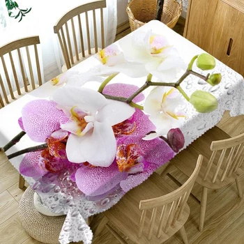 

Tablecloth White Magnolia Flower 3D Pattern Dustproof Dining Table Table Cloth Red Rose Wedding Holiday Polyester Table Cover