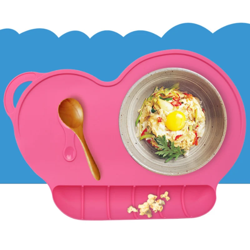 

Kids Feeding Silicone Mat Portable with Personalised Collapsible Baby Eating Food Catcher Pocket Eholder Fits