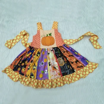 

2020 All Saint' Day Baby Summer Clothing Cute Infant Kids Baby Girl Pumpkin Sleeveless Knee Length Holiday Princess Dresses