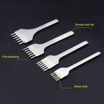 

4pcs Leather Craft Hole Punches Stitching Punch Tool 1/2/4/6 Prong Home Leathercraft Tools Leather Craft Tools