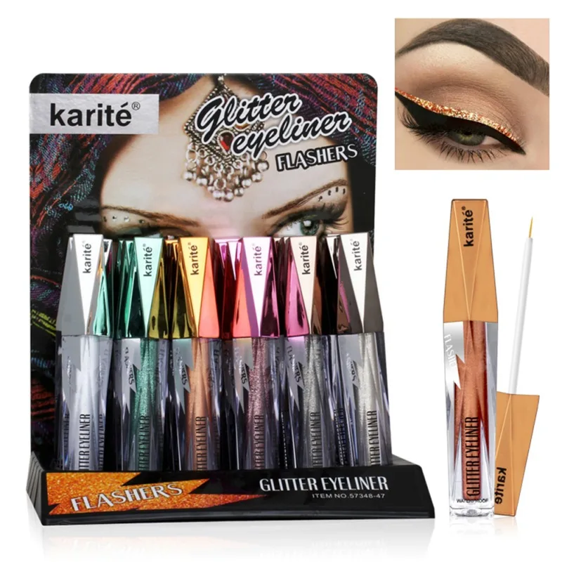 Стойкая водостойкая жидкая блестящая подводка для глаз с защитой от пятен, легко окрашивается, блестящая жидкая подводка для глаз