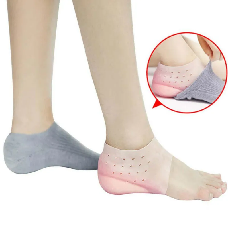

Hot Unisex Invisible Height Increase Socks Heel Pads Silicone Insoles Foot Massage Orthopedic Arch Supports