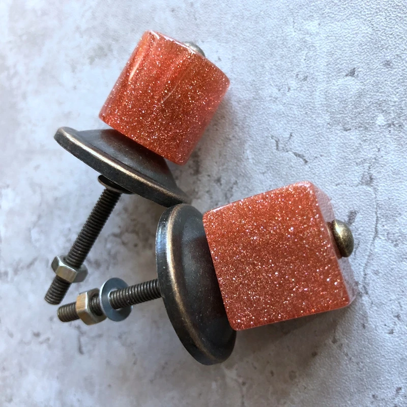 

European Personality Square Resin Single Hole Handle, Gold Powder Simple Drawer Door Pull, Cabinet Shoe Wine Cabinet Knob