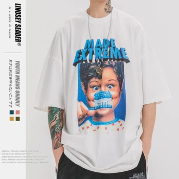 

Lindsey Seader 2020 Mens Unisex Printed Letters Portrait Short Sleeve Summer Loose Version Style Tops Tees Hiphop Fashion Tshirt