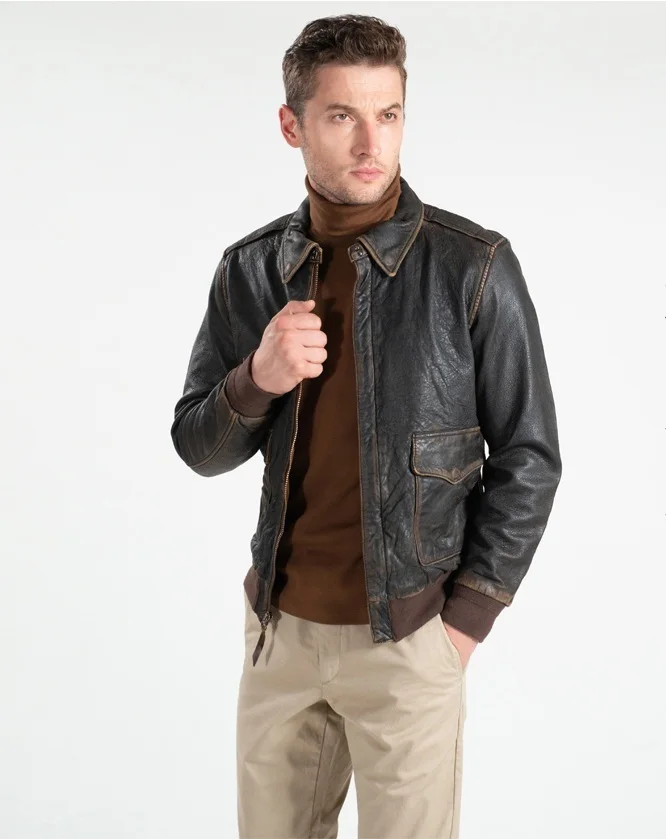 

Free shipping,Brand new Mens 100% genuine leather Jackets,casual classic us army A-2 cowhide jacket,vintage coat.flight clothes