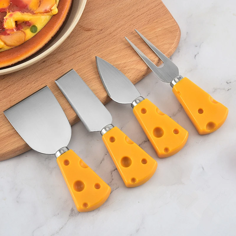 Wood Handle Cheese Knives Stainless Steel Butter Cutter Flat Shovel Spatula Fork Spoon Kitchen Cutlery Cooking Tools 1PC