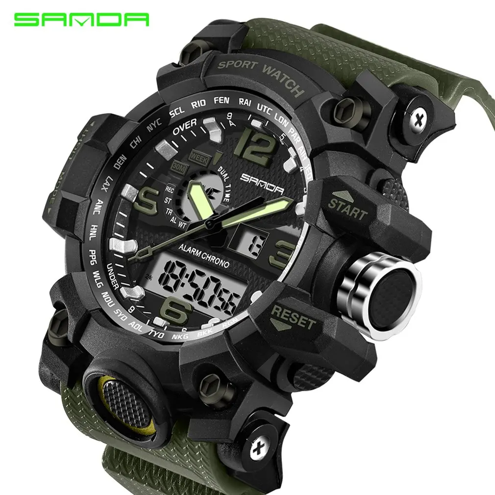 Sanda 742 Watch 30m Waterproof Military Shock Quartz Wristwatch Luminous Analog Digital Fashion Outdoor Sport Watch for Men