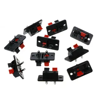 

10x 2 Positions Push in Jack Spring Load Audio Speaker Terminals Panel Connector