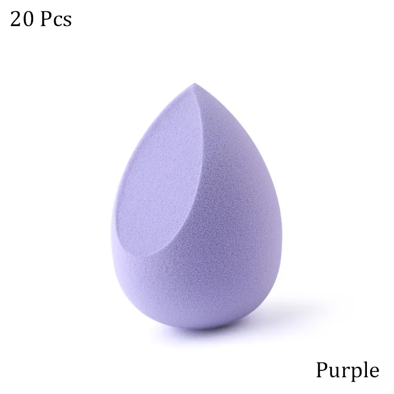 Purple 20pcs Спонж для макияжа в форме капли воды, консилер для основы, гладкий косметический спонж для пудры, инструмент для макияжа, блендер - Цвет: Purple 20pcs