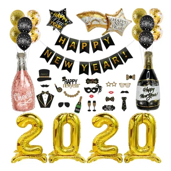 

Christmas Supplies Foil Balloon Banner Happy New Years Eve Party Decor Sets