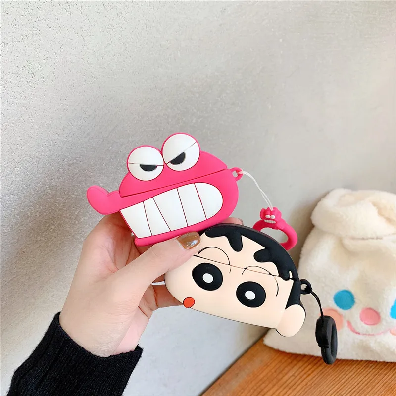 Силиконовый чехол Crayon Shin chan для AirPods pro, милый чехол для наушников с Bluetooth для Apple Airpod 3, роскошный защитный чехол с рисунком