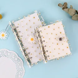 Classeur à anneaux A6/A7, 1pc, couvercle Transparent marguerite, à feuilles mobiles, dossier à 6 anneaux, fournitures scolaires et de bureau mignonnes 