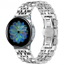 Ремешок для Galaxy Watch Active 2, 40 мм, 44 мм, 20 мм, Цельный металлический браслет на запястье из нержавеющей стали для samsung watch active2, ремешок