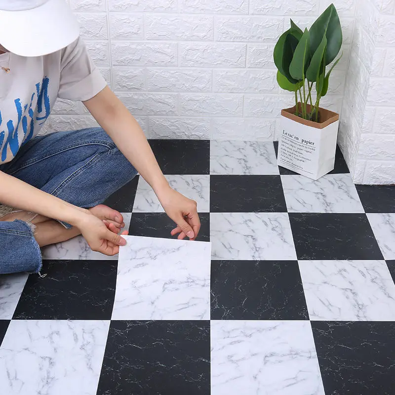 Morden Waterproof Floor Stickers Self Adhesive Marble Wallpapers Kitchen House Renovation Ground Contact Paper Wall Home Decor self adhesive wallpapers desktop renovation sticker grid waterproof high temperature kitchen cabinet oilproof contact paper film