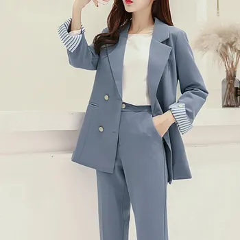 

2019 Work Pant Suits Ol 2 Piece Sets One Buttons Blazer Jacket Oversized Trousers Suit For Women Set