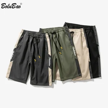 

BOLUBAO Brand Men Casual Shorts Summer New Men's Drawstring Patchwork Shorts Cotton Straight Knee Length Shorts Male
