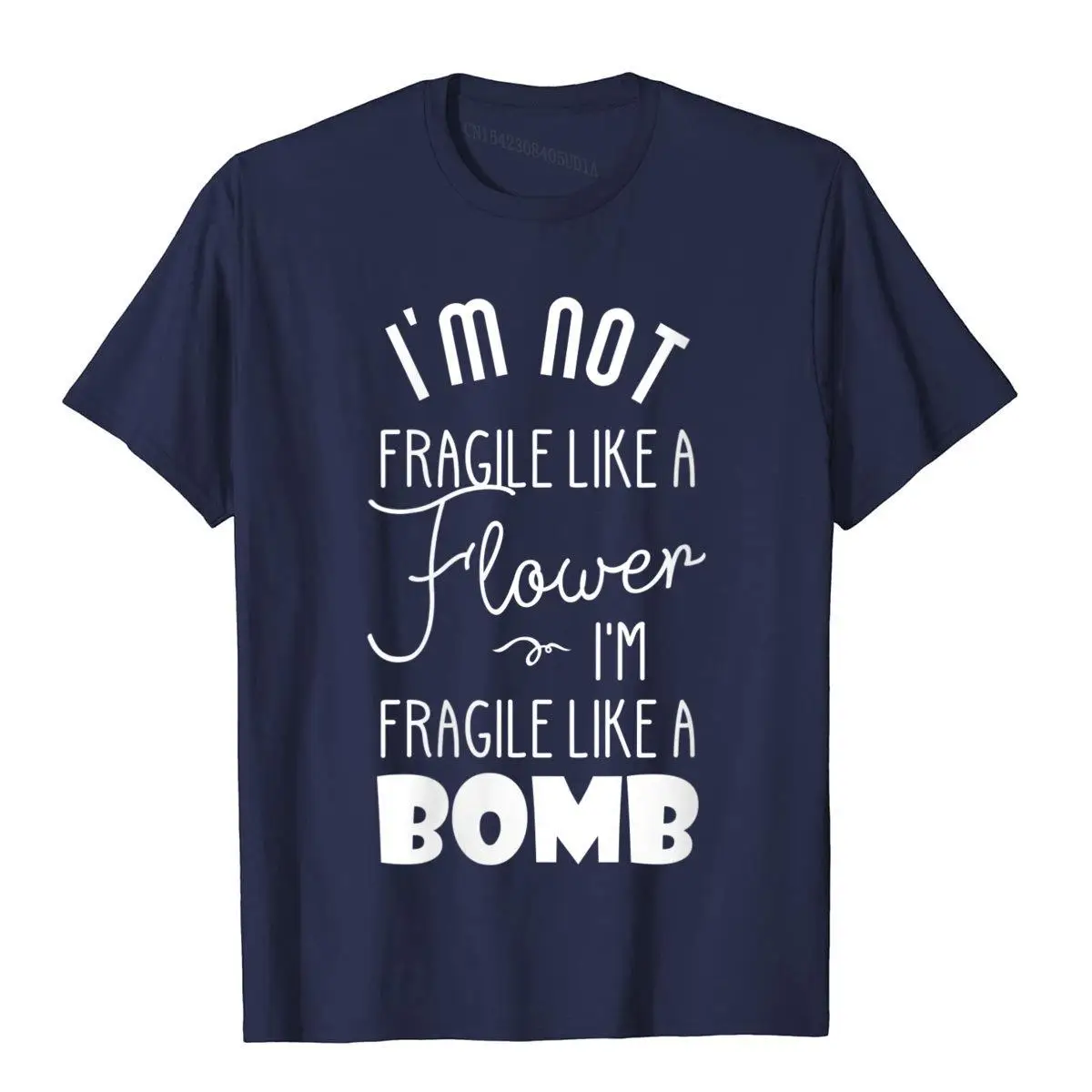 Womens I'm not fragile like a flower I'm fragile like a Bomb Funny V-Neck T-Shirt__B10690navy