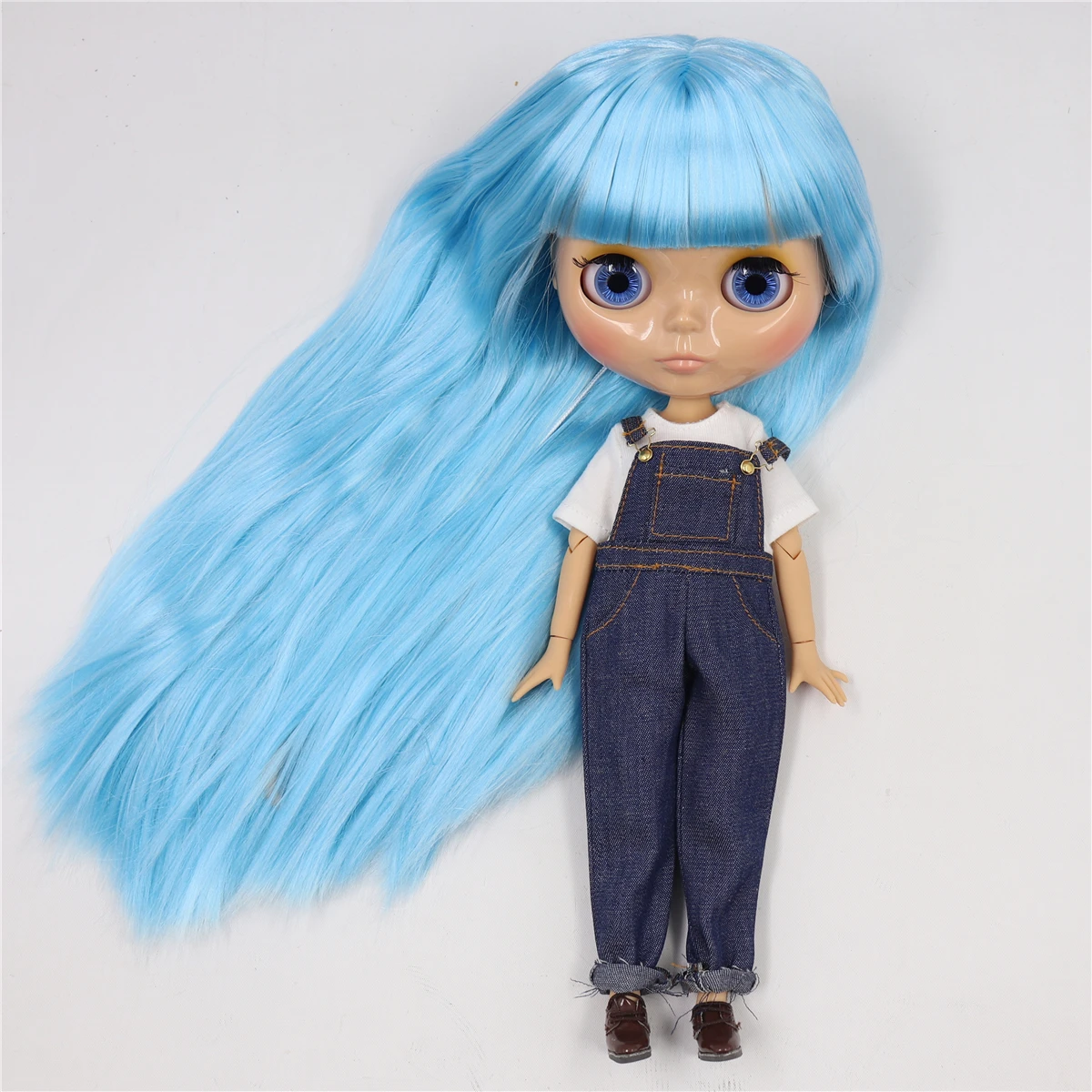 Morgana – Premium Custom Neo Blythe Doll with Blue Hair, Tan Skin & Shiny Cute Face 1