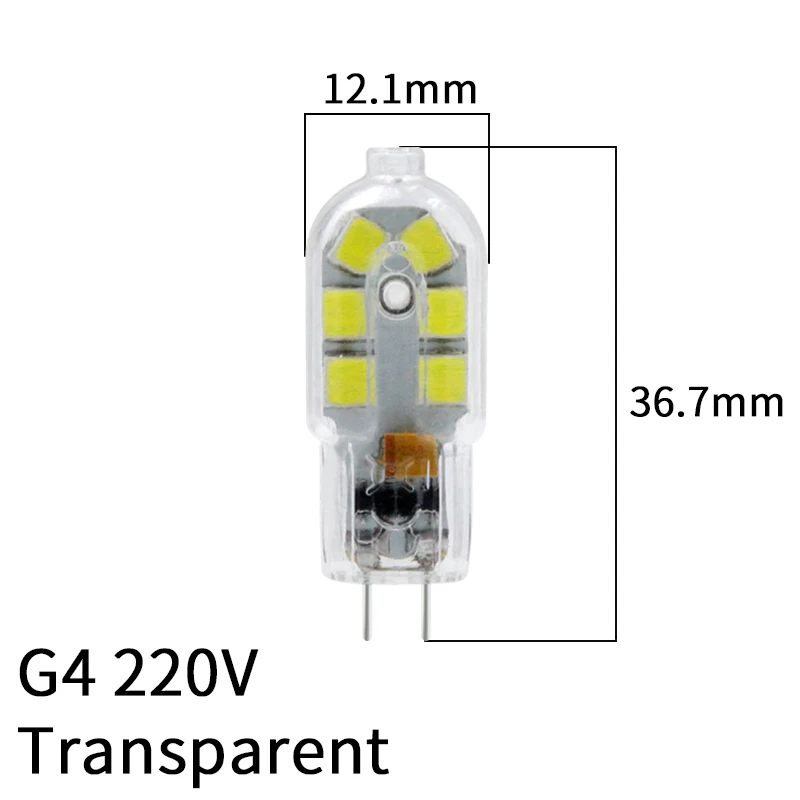 Светодиодная лампа G4 G9 DC 12 V/AC 220V 2W SMD 2835 прозрачная/молочно-белая люстра-прожектор Светодиодная лампа сменная галогеновой лампы - Испускаемый цвет: G4 220V Transparent