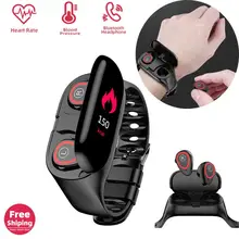 M1 новейшие Смарт-часы с Bluetooth-наушниками и Пульсометром